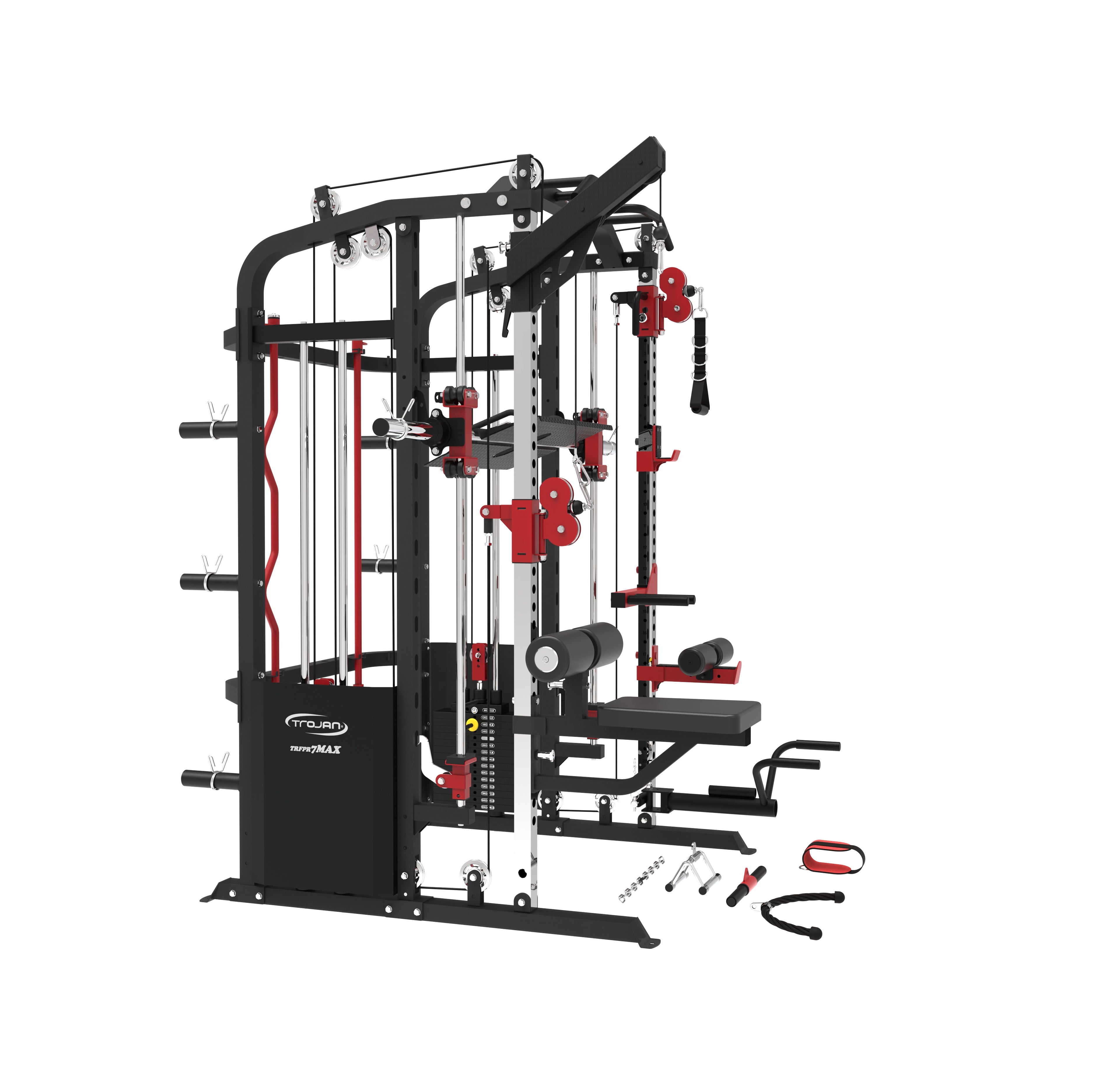 Smith Machine Functional Trainer FPR7MAX + 2 X 72 Kg Stacks | Leg Press + Lat Pull Down & Seat Attachment